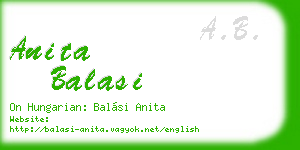 anita balasi business card