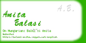 anita balasi business card